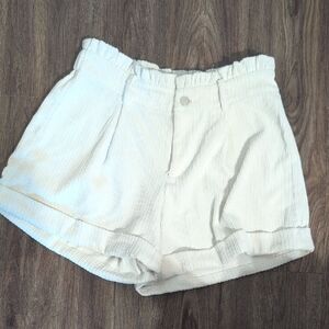 Kittenish High Waist Cream Corduroy Shorts
